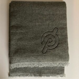 Peloton wool & cashmere gray blanket 50” X 60” with fringe NEW